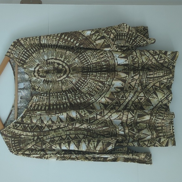 Chico's Dolman Sleeves Geometric print Relaxed Fit Boho Coastal Grandma Top - Picture 1 of 8